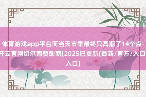 体育游戏app平台而当天市集最终只高潮了14个点-开云官网切尔西赞助商(2025已更新(最新/官方/入口)